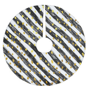 Zwarte strepen, gouden confetti, naadloos patroon. kerstboom rok