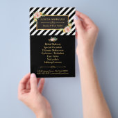 Zwarte strepen gouden lijst floraal flyer (Hand)
