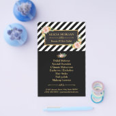 Zwarte strepen gouden lijst floraal flyer (Enkel)