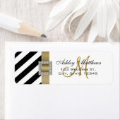 Zwarte Strepen, Gouden Lint Monogram voor Bruiloft Etiket (Insitu)