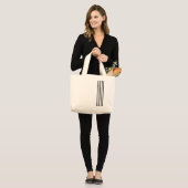 Zwarte strepen grote tote bag (Voorkant (model))
