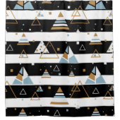 Zwarte Strepen Kleurrijke Driehoeken Geometrisch O Douchegordijn (Voorkant)