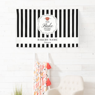 Zwarte Strepen Logo Muur Pop-Up Winkel Leverancier Spandoek