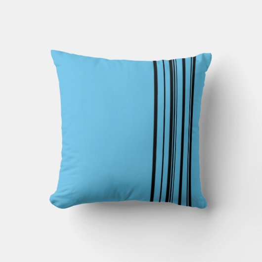 Zwarte strepen met blauwe achtergrond kussen (Voorkant)