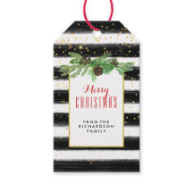 Zwarte strepen met gouden Confetti en dennenappels