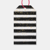 Zwarte strepen met gouden Confetti en dennenappels Cadeaulabel