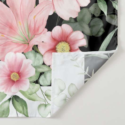Zwarte strepen met Lilly Bouquet Design Wandkleed (Detail)