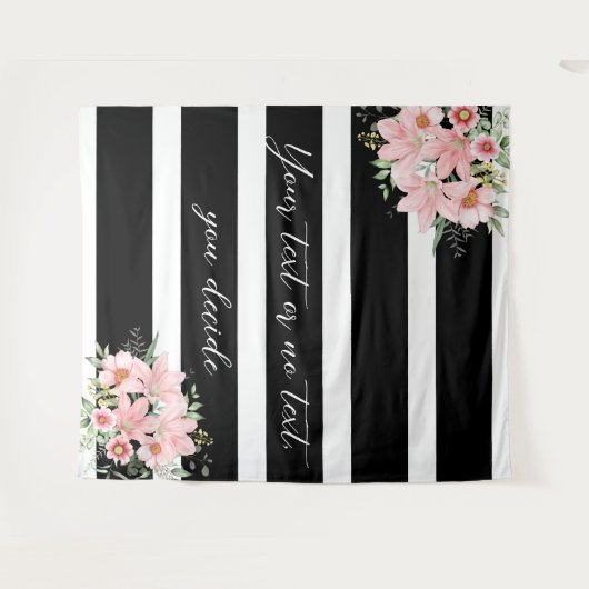 Zwarte strepen met Lilly Bouquet Design Wandkleed (Voorkant (horizontaal))