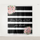Zwarte strepen met Lilly Bouquet Design Wandkleed (Voorkant)