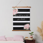 Zwarte strepen met Lilly Bouquet Hangend Wandkleed (Slaapkamer)