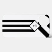 Zwarte strepen met monogram op wit Case-Mate iPhone case (Achterkant (horizontaal))