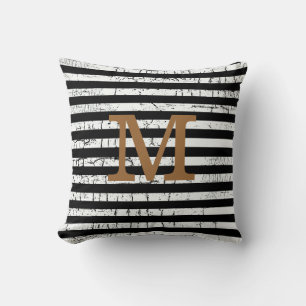 zwarte strepen monogrammed decor-idee kussen