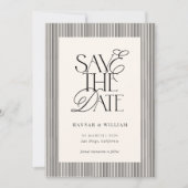 Zwarte Strepen Old Money Bruiloft Save The Date (Voorkant)