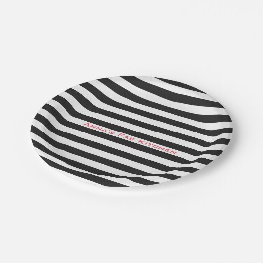 Zwarte strepen op elke kleur met aangepaste tekst papieren bordje (Gekanteld)
