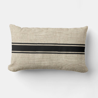 Zwarte strepen op Faux Burlap-Sierkussen Kussen