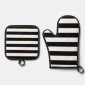 Zwarte Strepen Ovenwant & Pannenlap Set (Voorkant)