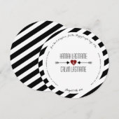 Zwarte Strepen Rood Hart + Pijlen Rond Huwelijk Kaart (Voorkant / Achterkant)