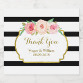 Zwarte Strepen Roze Bloemen Gouden Bierlabel Bier Etiket (Enkel label)