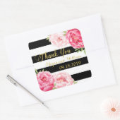Zwarte strepen roze bloemenbruiloft gunst Labels (Envelop)