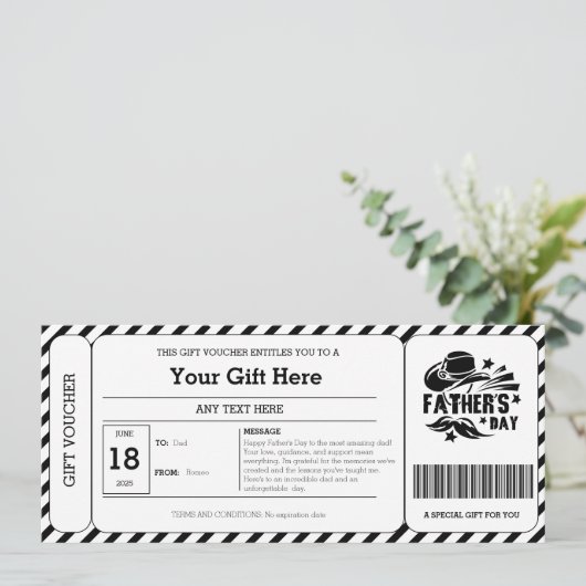 Zwarte Strepen Vaderdag Cadeaubon (Staand voorkant)