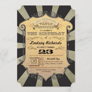 zwarte strepen - verjaardagsfeestdag - uitnodiging