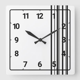 Zwarte strepen vierkante klok