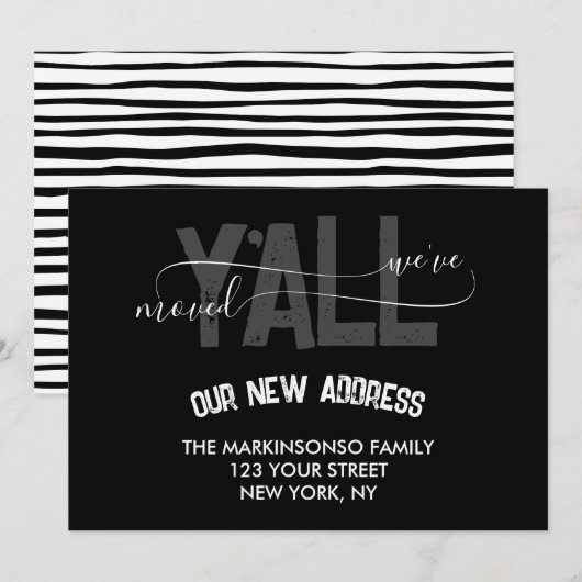 Zwarte Strepen We Verhuisden Mededeling over verhu Kaart (Voorkant / Achterkant)