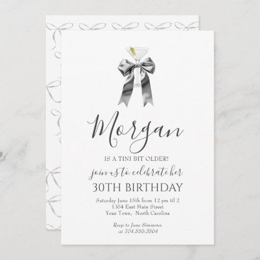 Zwarte strik A Tini Bit Older Martini Uitnodiging (Voorkant / Achterkant)