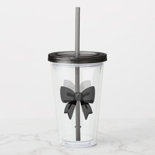 Zwarte strik acryl drinkbeker (Voorkant)