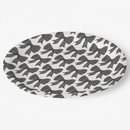 Zwarte Strik Baby of Bruidsmeisje, Verjaardagsfees Papieren Bordje (Gekanteld)