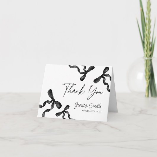 Zwarte strik bedankkaart (Voorkant)
