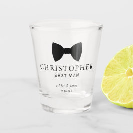 Zwarte Strik Beste Man Gepersonaliseerde Trouwdag Shot Glas