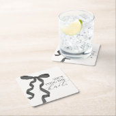 Zwarte strik bindt de knoop bruids douche decorati kartonnen onderzetters (Insitu)