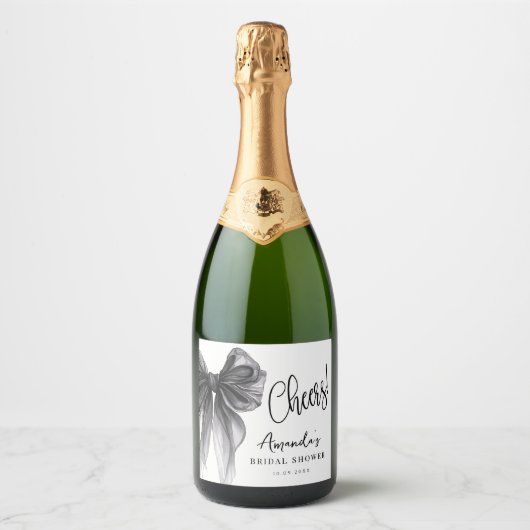 Zwarte Strik Bruidsdouche  Sparkling Wijnetiket (Voorkant)