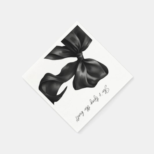 Zwarte strik bruidsfeest servet (Hoek)