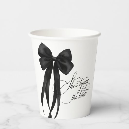 Zwarte Strik Bruiloft Bruidsshower Papieren Beker (Achterkant)