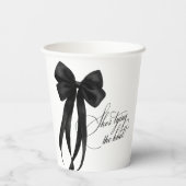 Zwarte strik bruiloft feest papieren bekers (Achterkant)