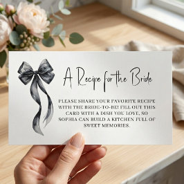 Zwarte strik bruiloftrecepten kaartjes met coquett informatiekaartje