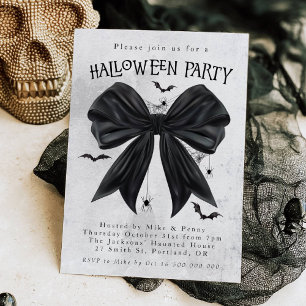 Zwarte Strik Coquette Halloween Uitnodiging
