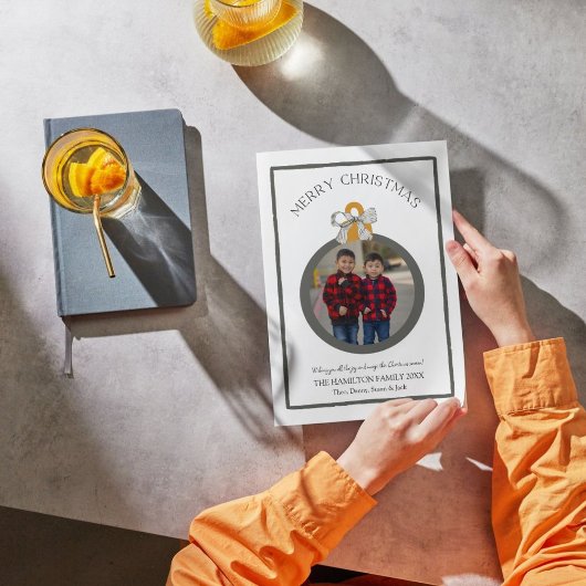 Zwarte strik Coquette Kerstmis Fotokaart Feestdagenkaart
