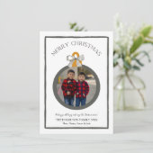 Zwarte strik Coquette Kerstmis Fotokaart Feestdagenkaart (Staand voorkant)