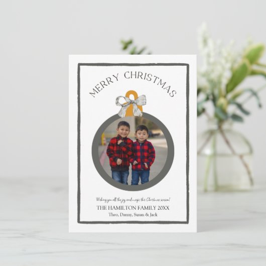 Zwarte strik Coquette Kerstmis Fotokaart Feestdagenkaart (Staand voorkant)