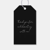 Zwarte strik coquette script Sweet 16 bedankt Cadeaulabel (Achterkant)