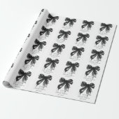 Zwarte strik coquette script Sweet 16-feest Cadeaupapier (Uitgerold)
