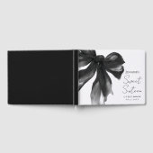 Zwarte strik coquette script Sweet 16-feest Gastenboek (Volledig)