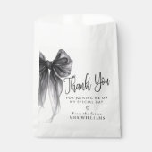 Zwarte strik die de knoop aandoet Bruidschat dank  Bedankzakje (Voorkant)