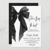 Zwarte strik die het knoop vrijgezellenfeest bindt kaart (Voorkant / Achterkant)