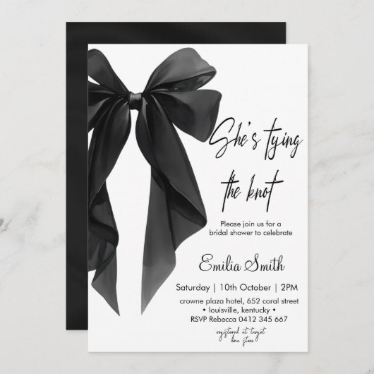 Zwarte strik die het knoop vrijgezellenfeest bindt kaart (Voorkant / Achterkant)