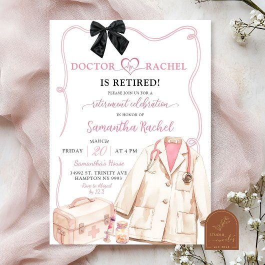 Zwarte Strik Dokter Pensioenfeest Kaart