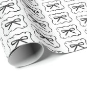 Zwarte strik en krullerige lintenframe Chic Whimsy Cadeaupapier (Rol Hoek)